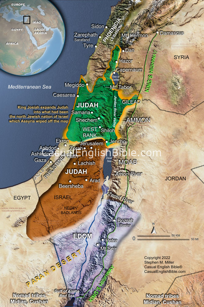 Bible map of Judah and Edom
