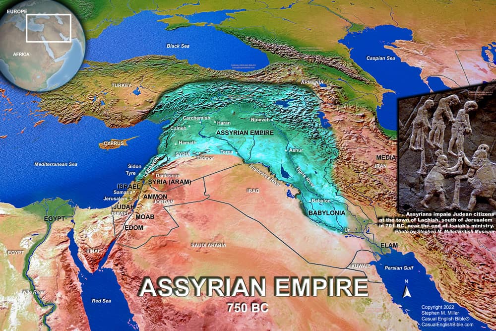 Bible map Assyrian Empire 750 BC