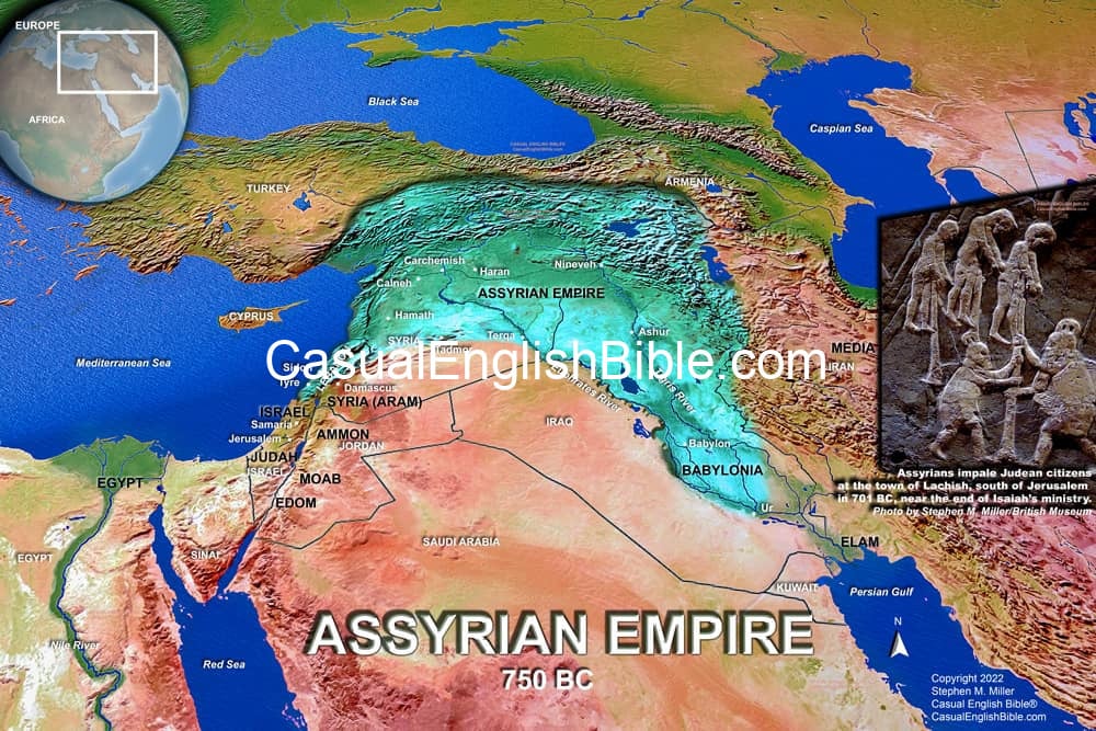 Bible map Assyrian Empire 750 BC Bible map Assyrian Empire 750 BC