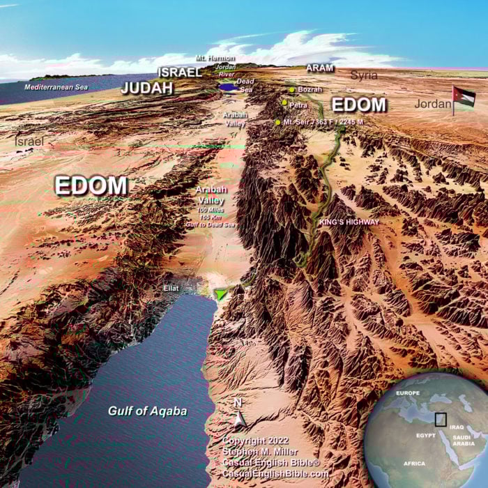 Bible map of Edom and Arabah Valley Bible map of Edom and Arabah Valley
