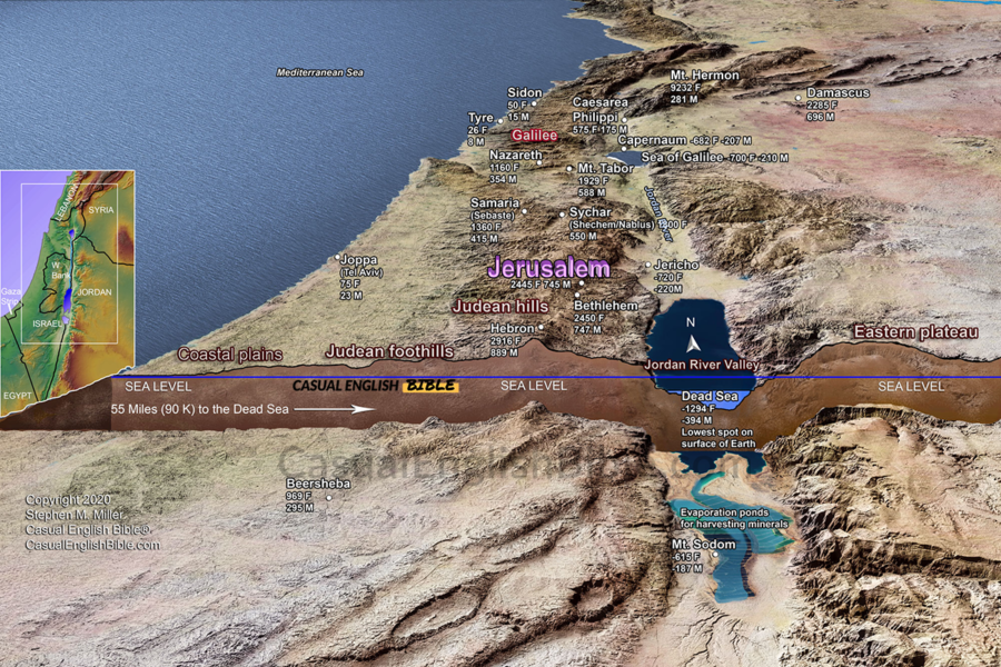 cross-section view of the Judean hills of Israel. Casual English Bible