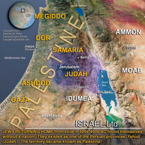 Map: Judah after Jewish exile in Babylon