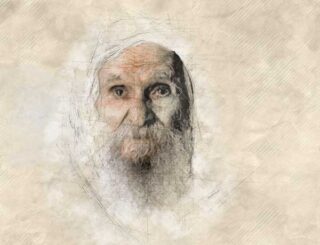 Drawing of elderly man representing the prophet Malachi for Casual English Bible