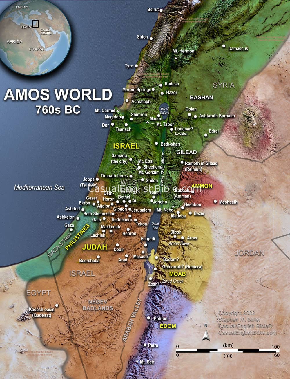 Map of Amos' world in Bible times 760s BC for Casual English Bible