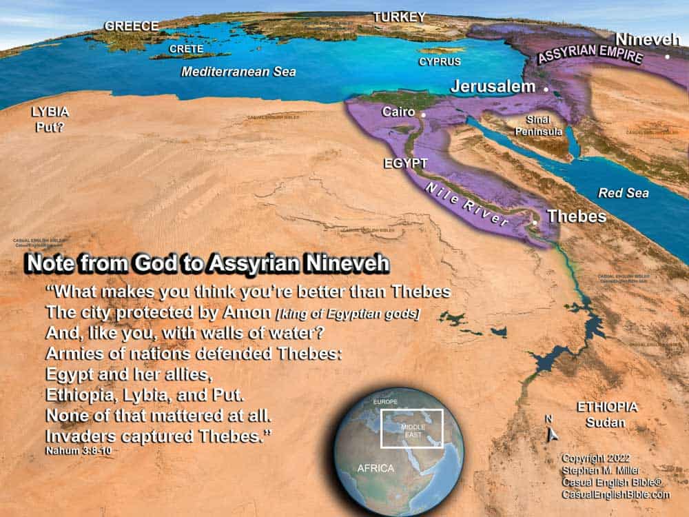 Map of Thebes in Egypt for Nahum 3 Casual English Bible