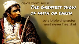 Picture of Jesus on a promo for a video called The Greatest Show of Faith on Earth, for Habakkuk 3 in the Casual English Bible