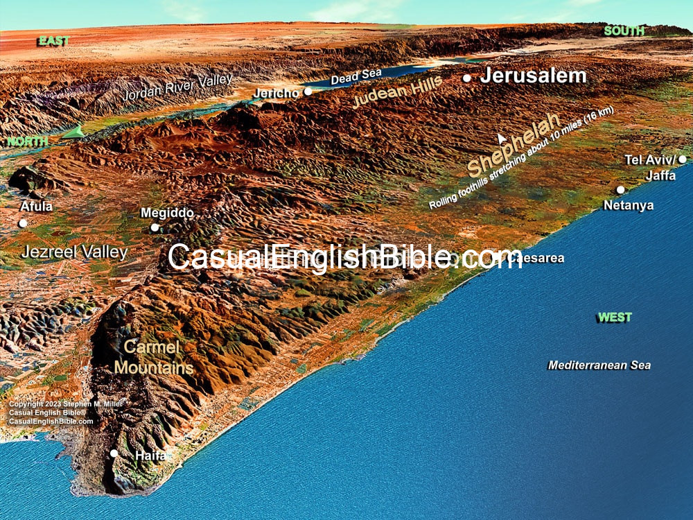 Casual English Bible Map of Shephelah foothills in Israel Casual English Bible Map of Shephelah foothills in Israel