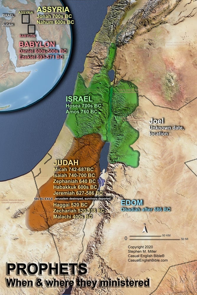 Bible map of where prophets ministered Bible map of where prophets ministered