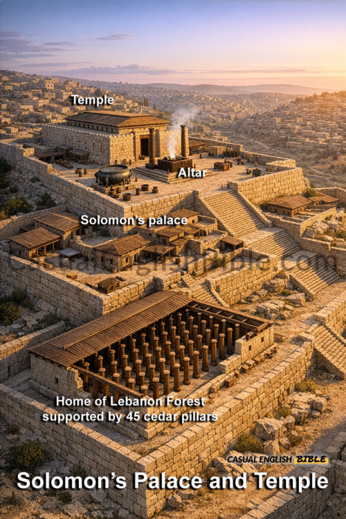 Drawing of Solomon's Temple and Palace for The Casual English Bible