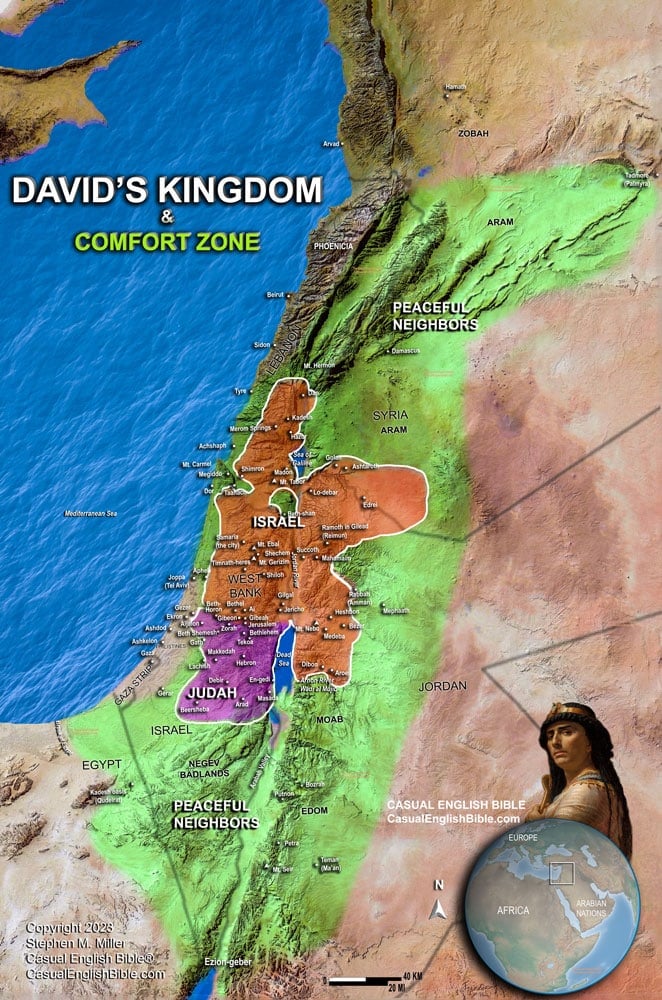 Map of David's kingdom and peaceful neighbors. Map of David's kingdom and peaceful neighbors.