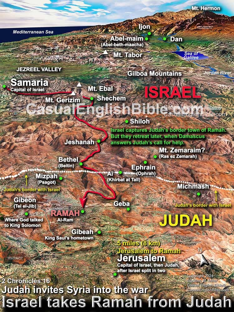 Casual English Bible map of Israel capturing Ramah from Judah Casual English Bible map of Israel capturing Ramah from Judah