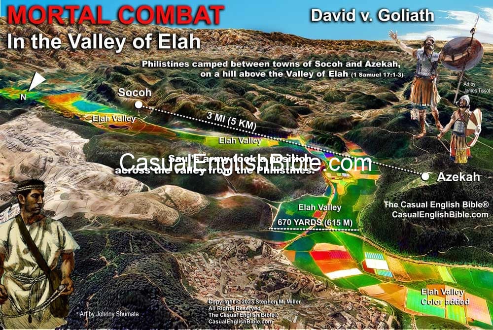 Bible map of the Valley of Elah where David killed Goliath Bible map of the Valley of Elah where David killed Goliath