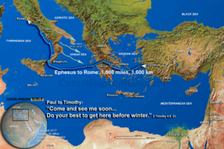map of Route from Ephesus to Rome