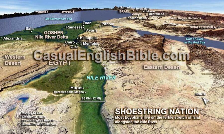 Bible map of Nile River Delta