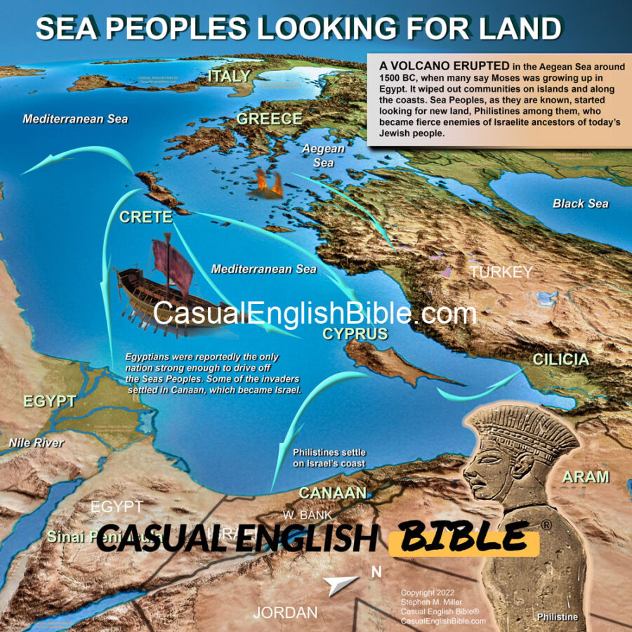 Map of Sea Peoples invasion. Casual English Bible