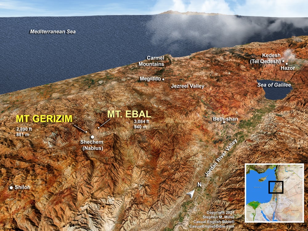 Map Mount Gerizim Mount Ebal Map Mount Gerizim Mount Ebal