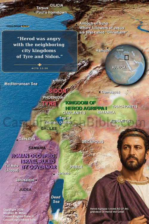 map of Tyre and Sidon for Acts 12 copyright Stephen M. Miller