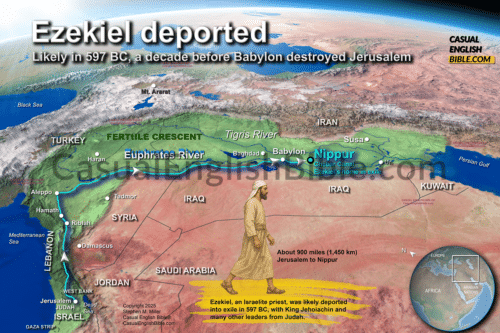 Map of Ezekiel's deportation to Babylon, for the Casual English Bible by Stephen M. Miller