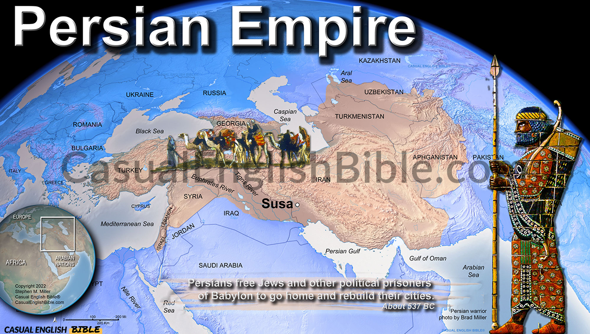 Bible map of Persian Empire freeing Jews