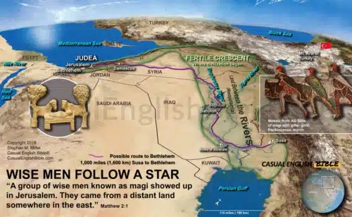 map of route of wise men to Bethlehem