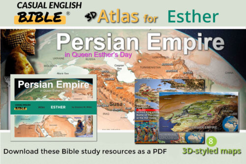 Promo art for PDF download of Esther Bible Maps from the Casual English Bible Atlas
