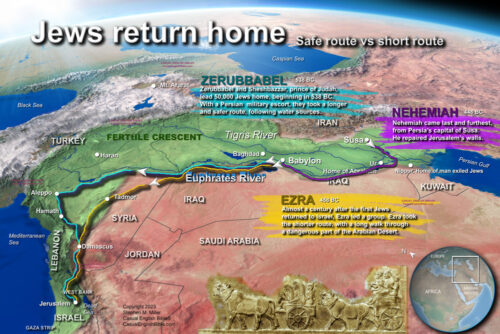 Routes Jews took to return home from the Exile in Babylon