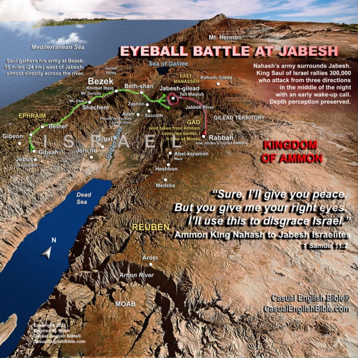 Bible map of the battle of Jabesh for the Casual English Bible