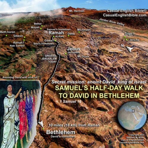 Map: Ramah to Bethlehem to anoint David king