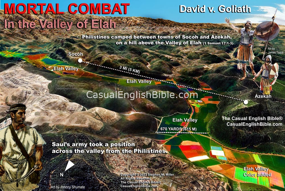 Map of Elah Valley, where David killed Goliath