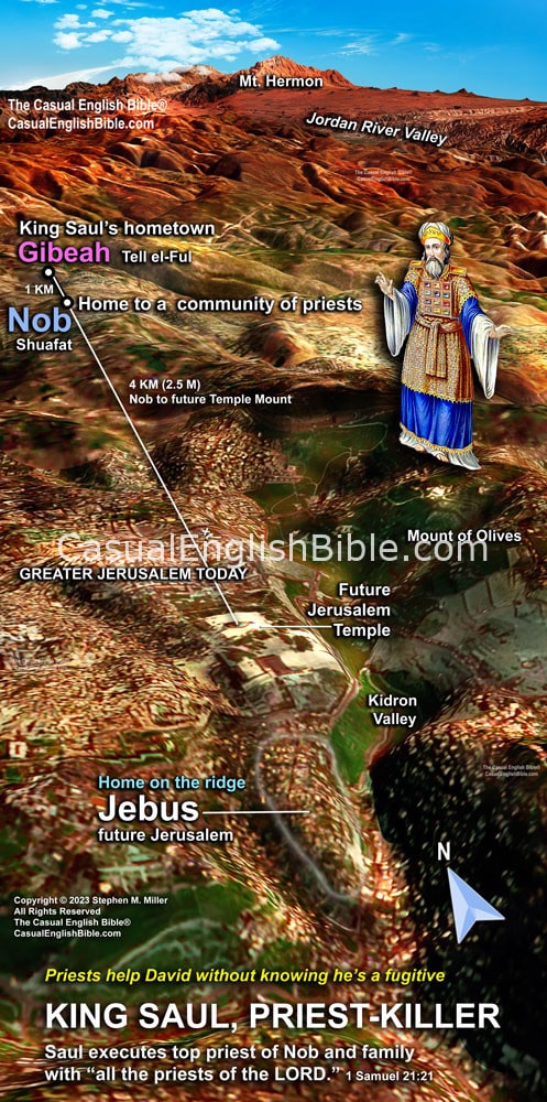 Map: Saul kills all 85 priests at Nob