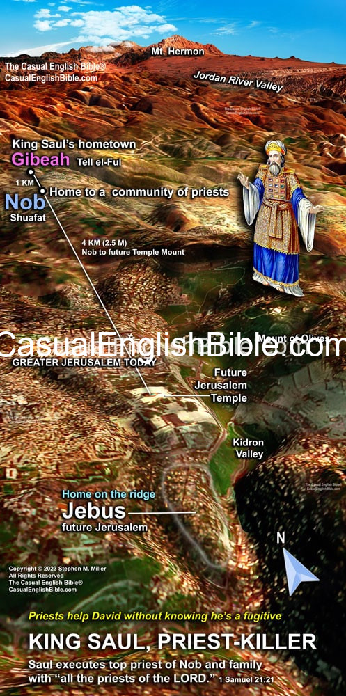Map of Nob, the town of 85 priests King Saul wrongly executed. Map of Nob, the town of 85 priests King Saul wrongly executed.