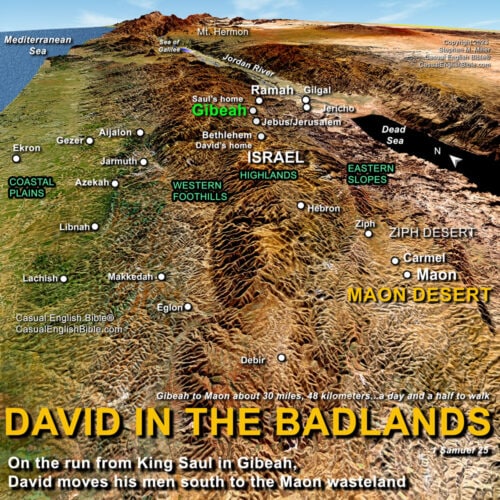 Map: Map of David hiding in Maon Desert