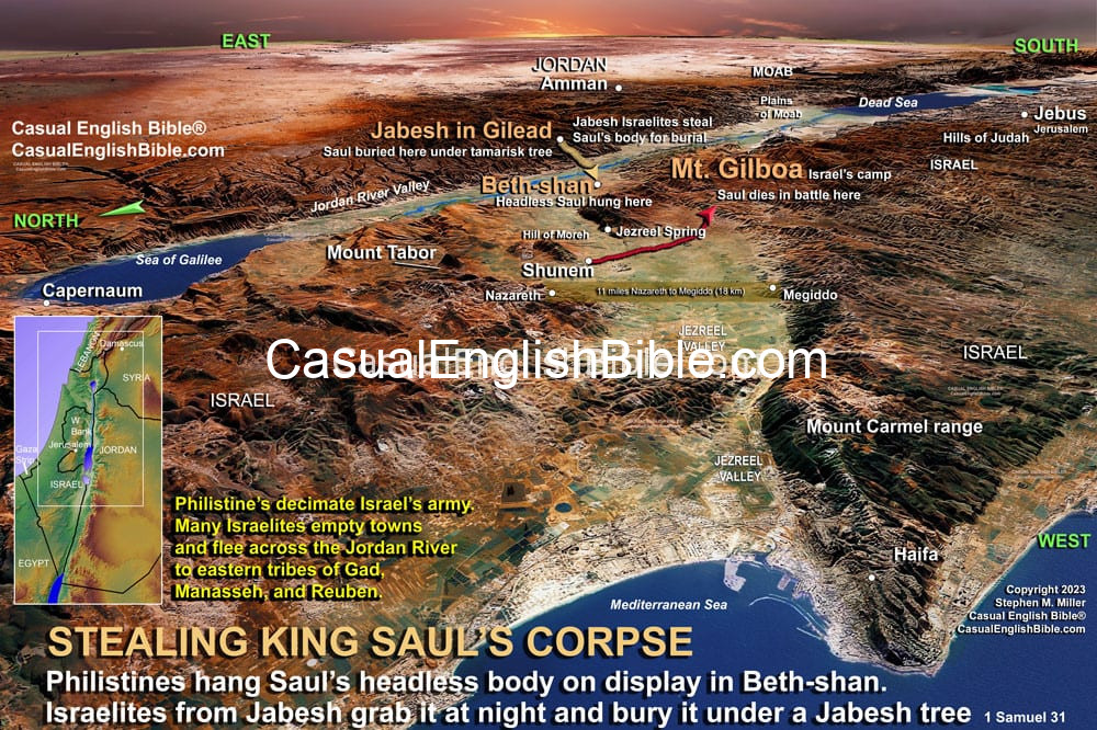 3d Bible map of King Saul's death and burial for The Casual English Bible 3d Bible map of King Saul's death and burial for The Casual English Bible