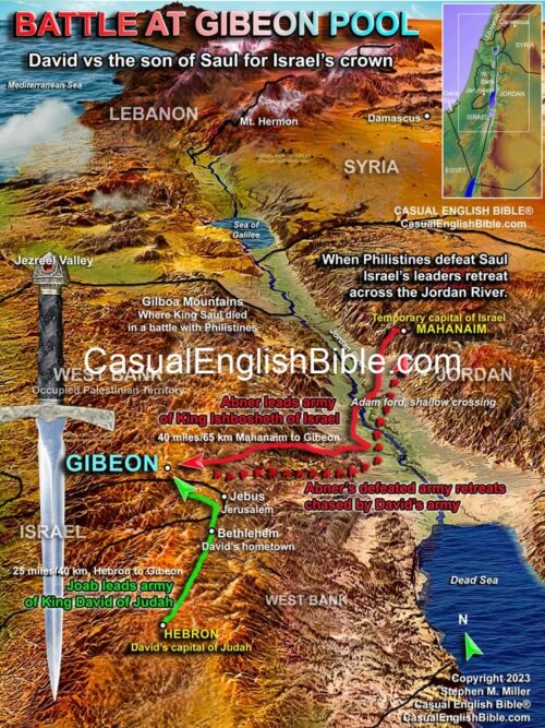 3D bible map of the battle at Gibeon pool, for the Casual English Bible