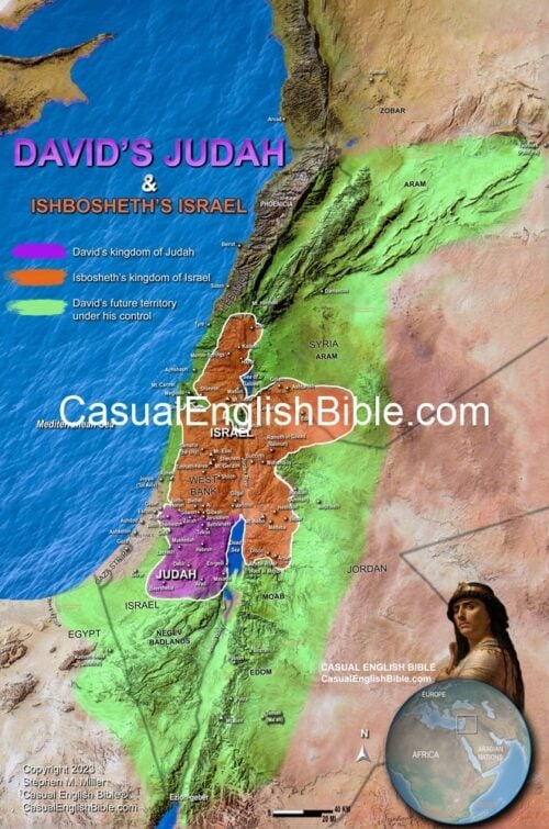 Map of David's kingdom of Judah for the Casual English Bible.