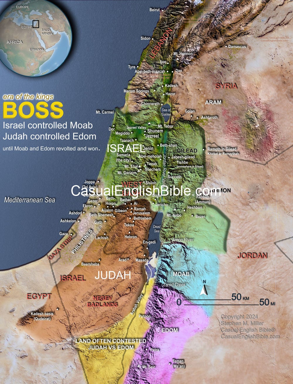 Map of Israel, Judah, Moab, and Edom Map of Israel, Judah, Moab, and Edom