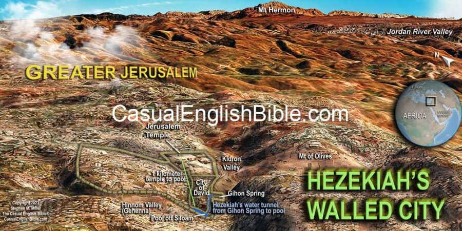 3D Bible map of Hezekiah's walled city of Jerusalem for the Casual English Bible