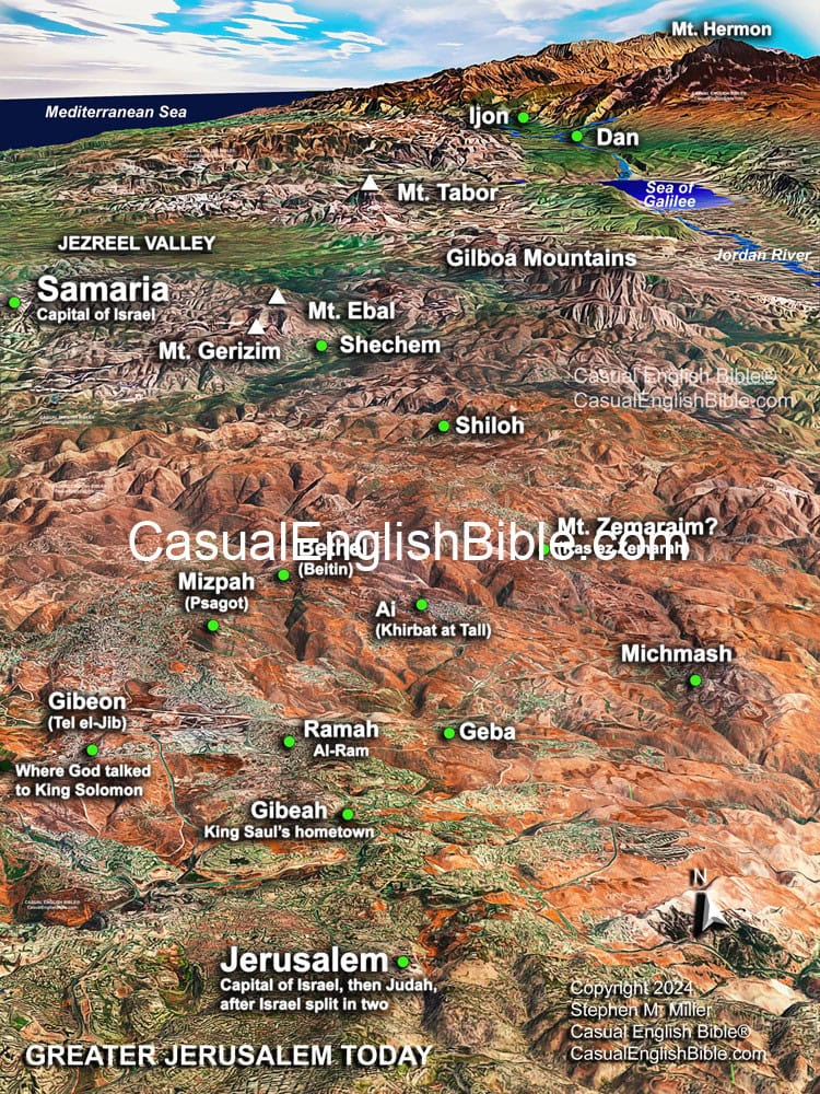 Jerusalem and cities in the northern Jewish nation of Israel. Jerusalem and cities in the northern Jewish nation of Israel.