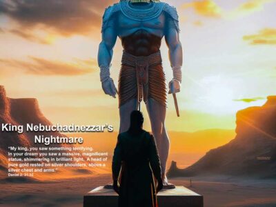 Art of Babylonian King Nebuchadnezzar's dream of a giant statue, for the Casual English Bible