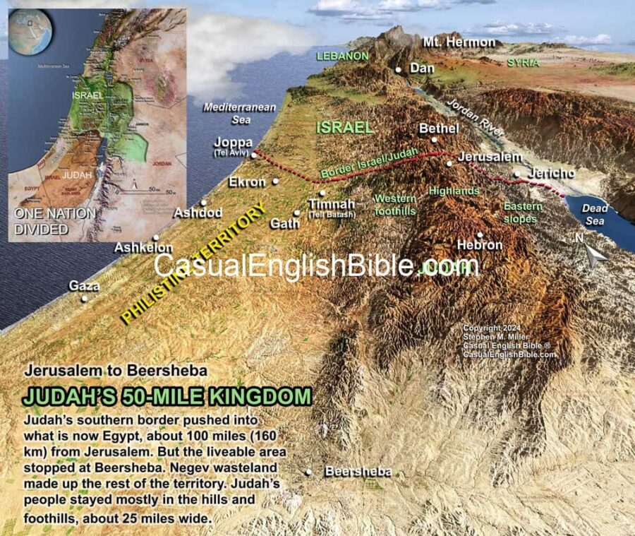 Casual English Bible 3D map of Judah's terrain.