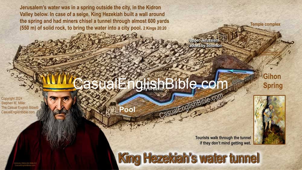 Casual English Bible map of Hezekiah's Tunnel in Jerusalem. Casual English Bible map of Hezekiah's Tunnel in Jerusalem.