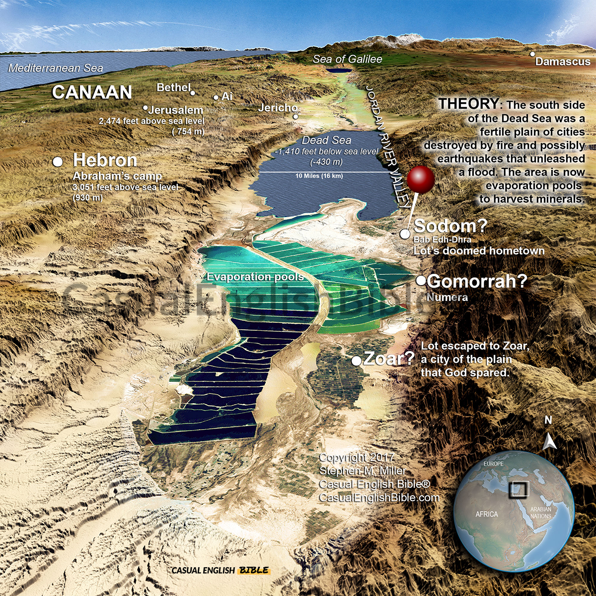 3D map of Sodom, Gomorrah, Zoar. For the Casual English Bible.