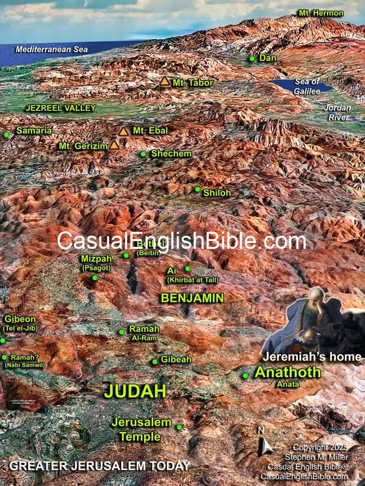 Map of Jeremiah's hometown of Anathoth Map of Jeremiah's hometown of Anathoth