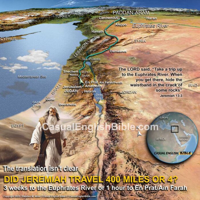 Map of Jeremiah's road trip to the Euphrates River Map of Jeremiah's road trip to the Euphrates River