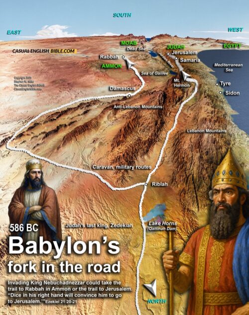 Map of King Nebuchadnezzar's trip to Jerusalem for Casual English Bible.