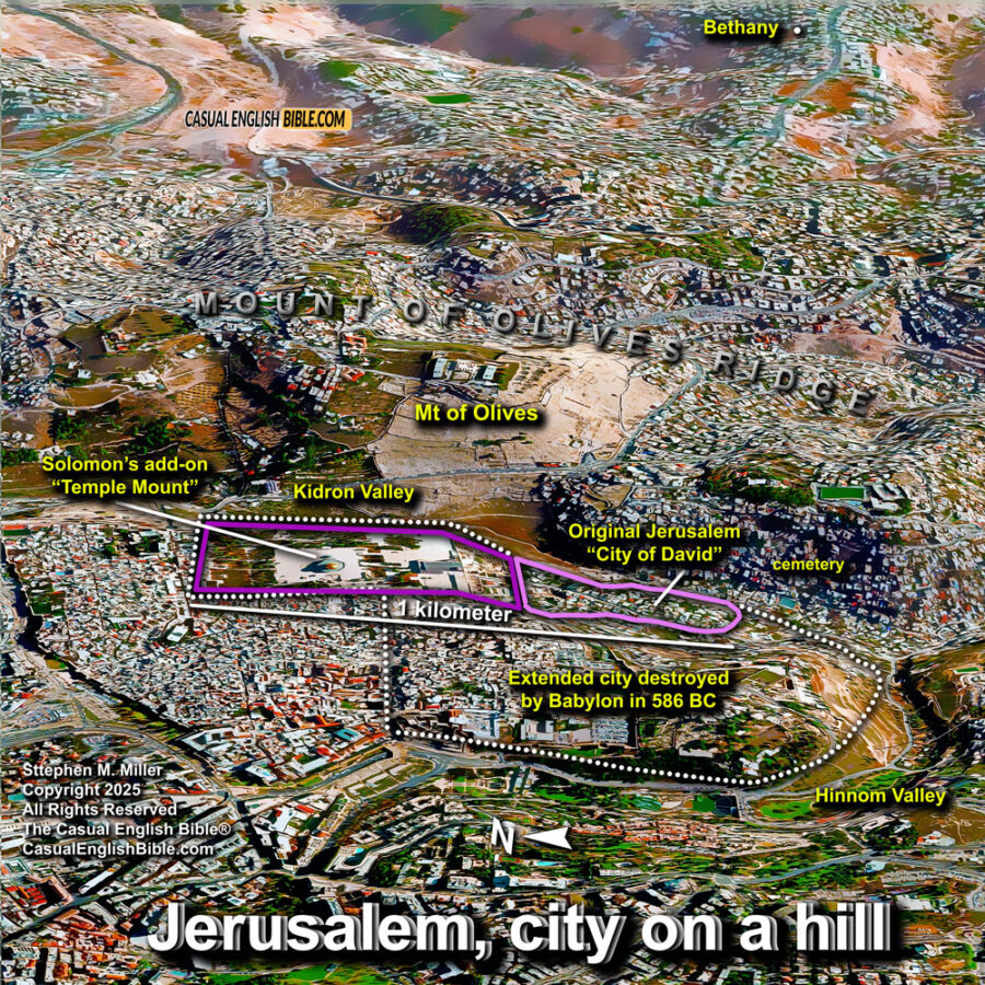 Map of Jerusalem on a hill, for The Casual English Bible, by Stephen M. Miller