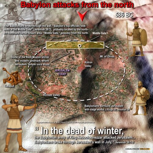Map of Babylonian attack on Jerusalem in 586 BC, for The Casual English Bible by Stephen M. Miller