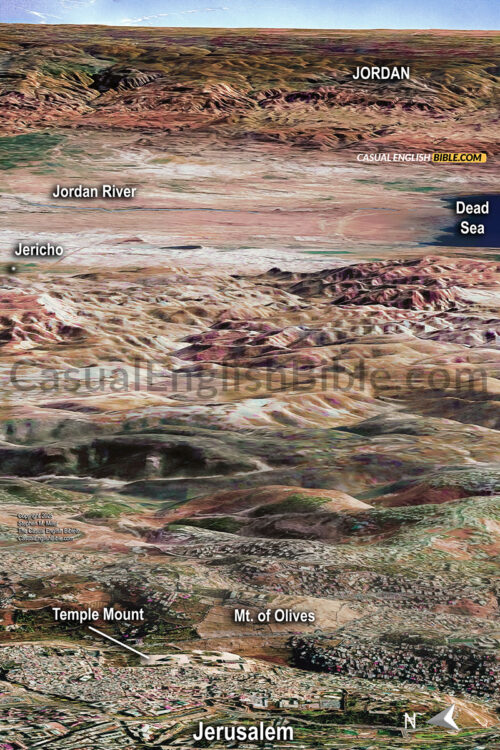 Map of Jerusalem to the Jordan River for The Casual English Bible