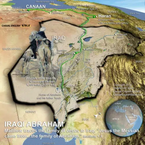 Map of Abraham's trip to the Promised Land from his home in what is now Iraq