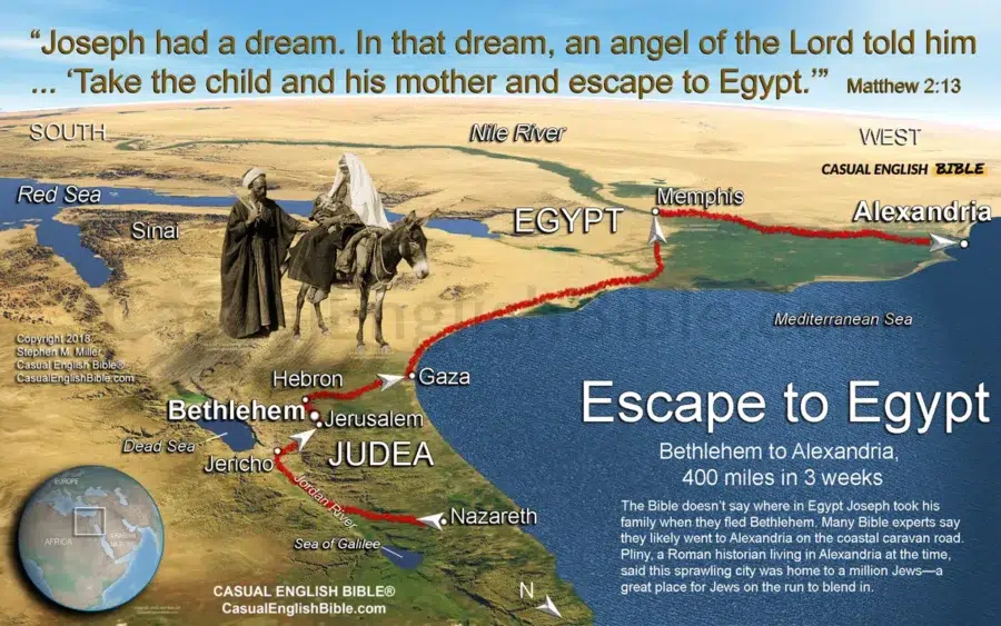 Joseph, Mary and Baby Jesus escape to Egypt